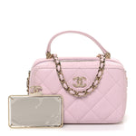 Caviar Quilted Top Handle Vanity Case Pink