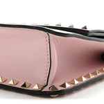 Pebble Calfskin Rockstud Side Slip Wristlet Clutch Water Rose
