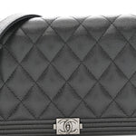Caviar Quilted Boy Wallet On Chain WOC Black