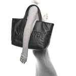 Lambskin Wide Puffer Tote Black
