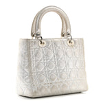 Metallic Nubuck Cannage Medium Lady Dior Silver