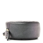 Iridescent Caviar Quilted Round Clutch With Chain Black