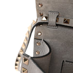 Pebbled Calfskin Medium Rockstud Flip Lock Crossbody Bag Pastel Grey