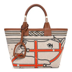 H Plume Canvas Swift Printed Quadrige au Fil Steeple 25 Bag Gris Beige Ecru Beige Gold
