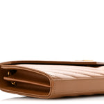 Grain De Poudre Matelasse Chevron Monogram Chain Wallet Natural Dark