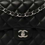 Lambskin Quilted Jumbo Double Flap Black