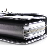 Metallic Lambskin Like A Wallet Flap Silvery Black