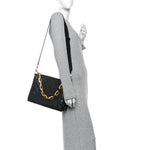 Lambskin Embossed Monogram Coussin MM Black