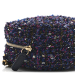 Tweed Quilted Round Clutch With Chain Multicolor