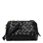 Calfskin Intrecciato Small Loop Top Handle Black