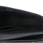 Shiny Aged Calfskin Quilted Top Handle Clutch With Chain Black