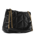 Lambskin Quilted Medium Loulou Puffer Monogram Chain Satchel Black