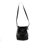 Crinkled Calfskin Macrocannage Medium D-Motion Bag Black