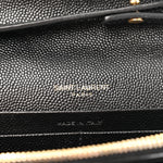 Grain De Poudre Matelasse Chevron Monogram Chain Wallet Black