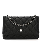 Caviar Quilted Wallet on Chain WOC Black