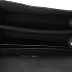Caviar Quilted Enamel Top Handle Flap Clutch With Chain Black