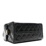 Shiny Crumpled Calfskin Quilted Small Chanel 25 Handbag Black