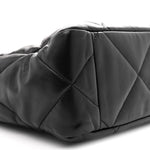 Lambskin Quilted Chanel 19 East West Shopping Bag Black
