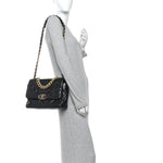 Shiny Goatskin Quilted Large Chanel 19 Flap Black