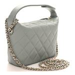 Caviar Quilted Hobo Clutch With Chain Light Green