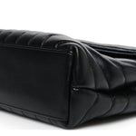 Calfskin Y Quilted Monogram Monochrome Small Loulou Chain Satchel Black