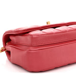 Metallic Calfskin Quilted Top Handle Flap Dark Pink