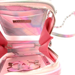 PVC Patent Calfskin Patent Lambskin Vertical Vanity Case Pink