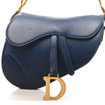 Calfskin Gradient Saddle Bag Indigo Blue