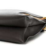 Pebbled Calfskin Large Alix Padlock Zip Hobo Bag Dark Brown