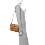 Nappa Maxi Intreccio Padded Cassette Crossbody Bag Caramel