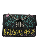 Grained Calfskin Graffiti BB Wallet On Chain Black