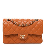 Caviar Quilted Small Double Flap Light Brown