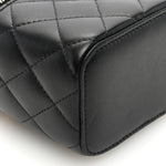 Lambskin Quilted Mini Vanity Case With Pearl Chain Black