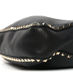 Pebbled Calfskin Large Rockstud Flip-Lock Messenger Bag Black
