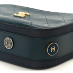 Calfskin Grosgrain Stitched Button Up Camera Case Green