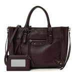 Calfskin Papier Mini A4 Zip Around Tote Rouge Aubergine