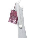 Sequin Logo Shopping Tote Pink Black