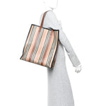 E-Canvas Stripe Book Tote Tan Archive Beige
