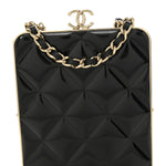 Lambskin Plexi Quilted CC Evening Clutch With Chain Black