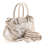 Linen Calfskin Triangle Mini Bonnie Hand Bag White