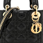 Patent Cannage Mini Lady Dior Black