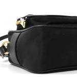 Nylon Vela Saffiano Double Zip Crossbody Black