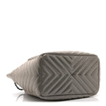 Iridescent Calfskin Chevron Small Urban Spirit Drawstring Bag Silver