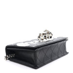 Calfskin Quilted Graffiti Knuckle Shoulder Bag Black