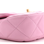 Lambskin Quilted Mini Lacquered Chain Flap Pink