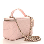 Caviar Quilted Top Handle Vanity With Chain Light Pink