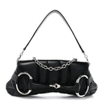 Nappa Vertical Matelasse Medium Maxi Horsebit Chain Shoulder Bag Black