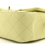 Lambskin Quilted Mini Rectangular Flap Light Green