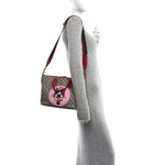 Soft GG Supreme Monogram Web Bosco Patch Small Crossbody Tote Beige Malva Hibiscus Red