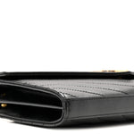 Grain De Poudre Matelasse Chevron Monogram Chain Wallet Black